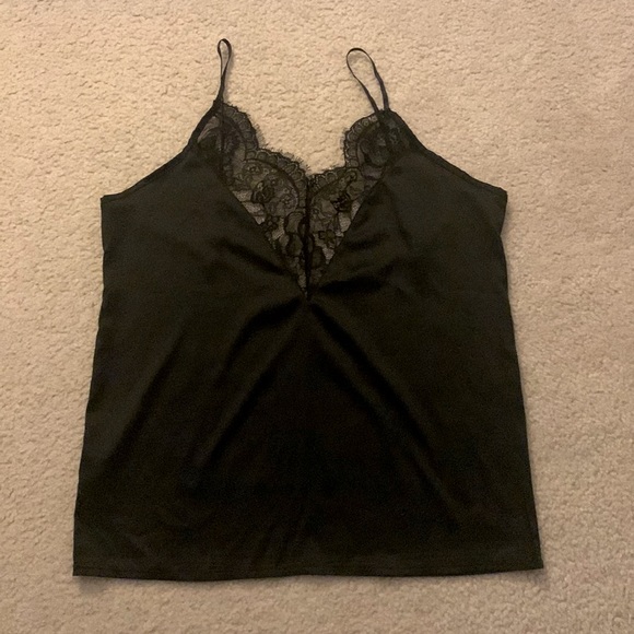 Black silky lace tank top - Picture 1 of 4